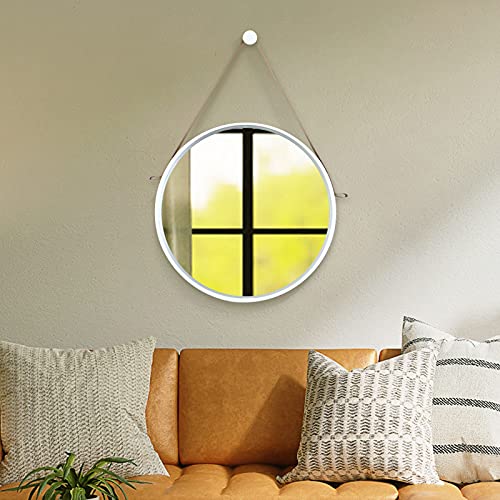 ATENA HOME Circle Wall Mirror 20inch - Round Mirror with Leather Strap - Round Wall Mirror for Washrooms, Living Rooms - Image 5