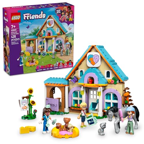 LEGO Friends Horse and Pet Vet Clinic Playset for Kids Ages 7+ - Includes Minidolls, Horse, Dog, and Cat - Gift Idea - 42651