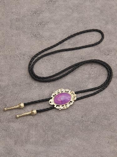 Image of GelConnie Native American Bolo Tie Rodeo Cowboy Leather Necktie Western Necklace Costume Accessories for Men,Women