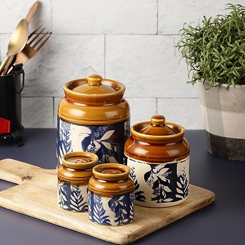 See full amazon price history chart for YAZA LIFESTYLE Royal Ceramic Jars for Pickle | Chutney | Salt, Pepper, Barni Jar for Kitchen| Ceramic containers with Lid| Barni For Pickle| White Color Set of 4 (Rustic Blue Ceramic Jars Set of 4) YAZA LIFESTYLE Royal Ceramic Jars for Pickle | Chutney | Salt, Pepper, Barni Jar for Kitchen| Ceramic containers with Lid| Barni For Pickle| White Color Set of 4 (Rustic Blue Ceramic Jars Set of 4) (B0BXLX7F9C) Amazon Price History, Amazon Price Tracker