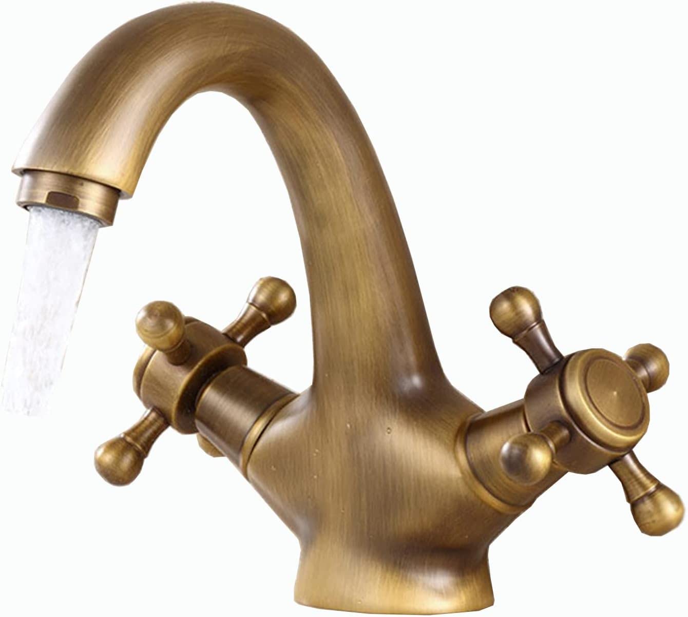 Robinet salle de bain laiton double poignée mélangeur rétro