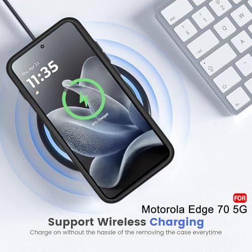 Image of TheGiftKart Hybrid Shockproof Back Cover Case for Motorola Moto Edge 70 5G | Hard Back Cover Case for Motorola Edge 70 5G (PC & TPU, Translucent Smoke Matte Back, Black Sides)