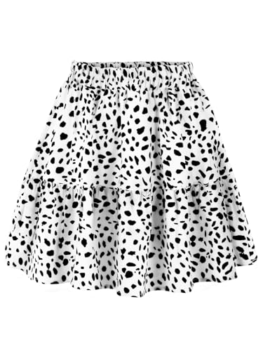 Vigorics Minifalda elástica de cintura alta para mujer con pantalones cortos debajo de la bonita falda plisada bohemia con volantes y bolsillos, 2-leopardo, XL