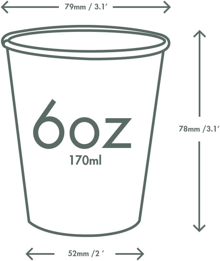 Vegware White Paper Coffee Cups, Disposable Coffee Cups, 6 oz, 1000 Count image 2
