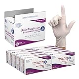 CONSTRUCTION: Safe-Touch specially formulated latex examination gloves are designed to provide a ruggedly strong glove for multiple tasks. Textured fingertips permit the completion of delicate, precise activities and procedures with increased grip. F...