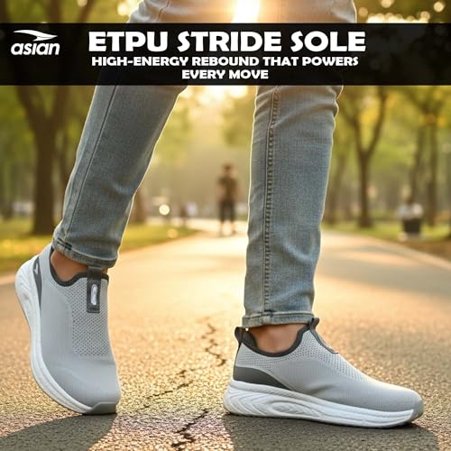 Image of ASIAN Hypercushion Walk-02 Men's Walking Shoes | Slip-On Knit Walking Shoes with E-TPU Energy Return Sole, Memory Foam Arch Support, Breathable Upper & Grip Outsole, Gym & Travel