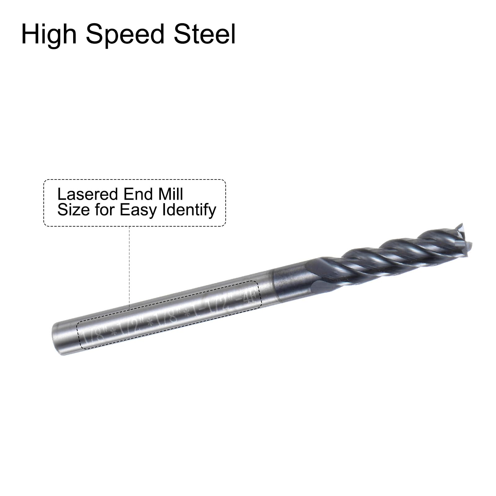QUARKZMAN 5pz Fresa 1/8" x 1/2" 4 Scanalature Eliche Eliche Eliche in Acciaio al Tungsteno Dritto per Fresatura CNC per Alluminio Taglio Acciaio Lavorazione Metalli
