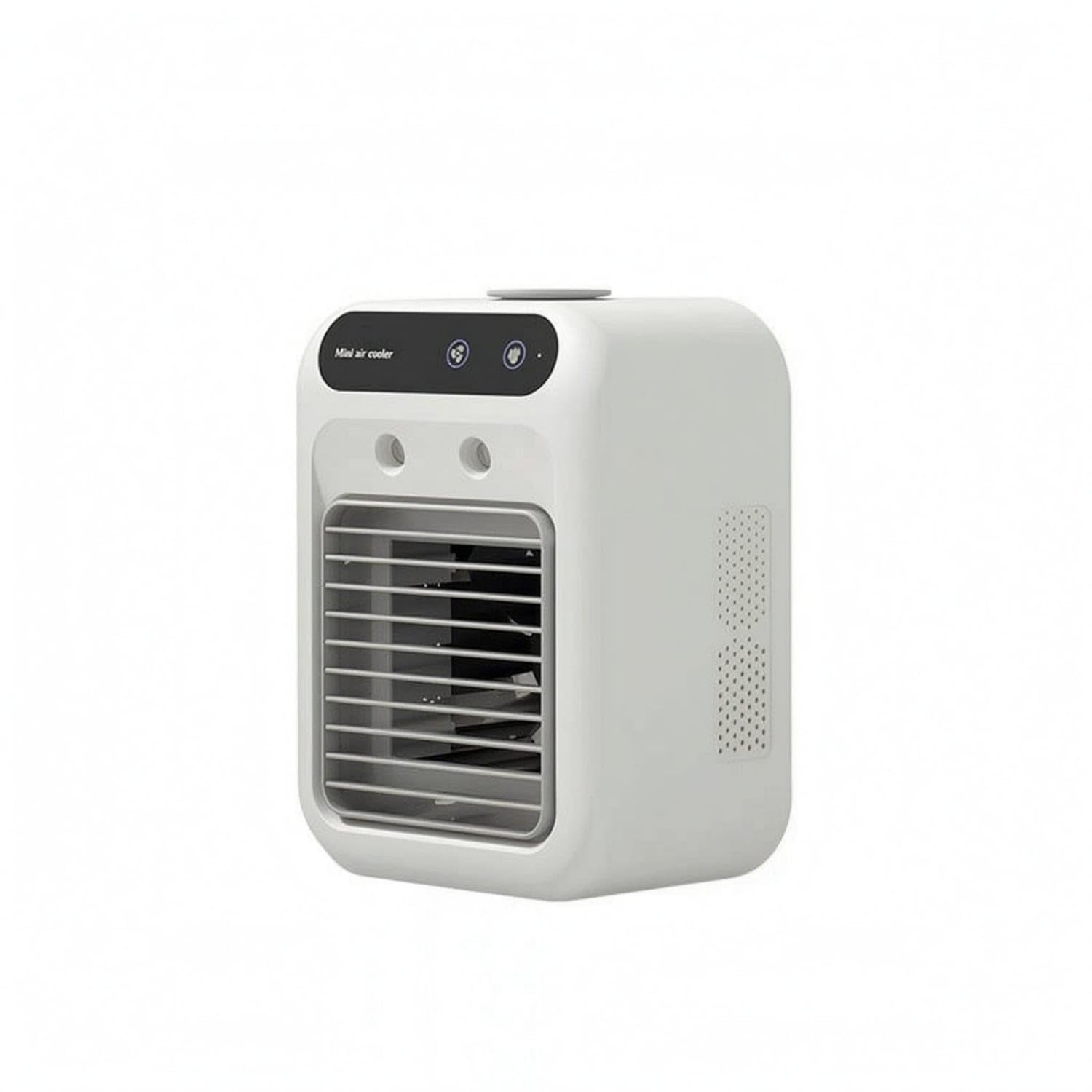 White Mini Desktop Air Cooler Rechargeable Desktop Air Cooler Compact Portable Mist Fan 2-Speed for Desk, White-image-10