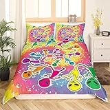 Juego de Funda de edredón con temática de Arco Iris, Funda de edredón con Estampado de alienígenas, Funda de edredón con Estampado de alienígenas, para niños, niñas, Adultos, tamaño King con 2 Fundas