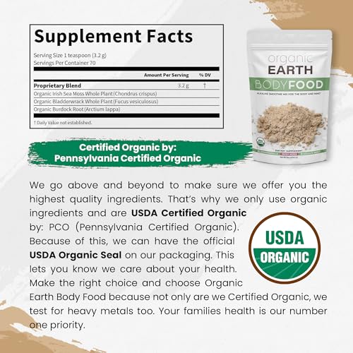 Organic Earth Wildcrafted Sea Moss Powder 8oz with Bladderwrack & Burdock — view 3