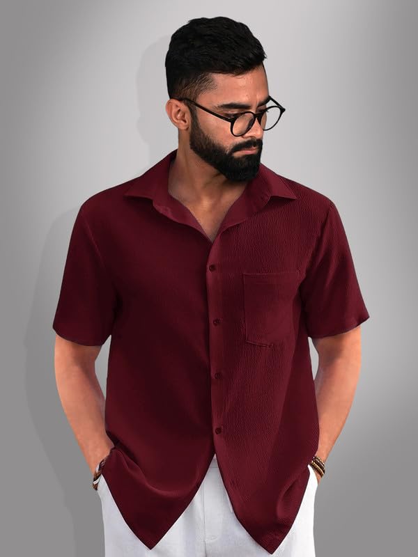 Image of Tee Projekt Solid Shirt for Men's ||Pop corn Shirt|| Solid Shirt for Men's|| Casual Shirt for Men||Half Sleeve Spread Collar Shirt for Men|| Pack of-2
