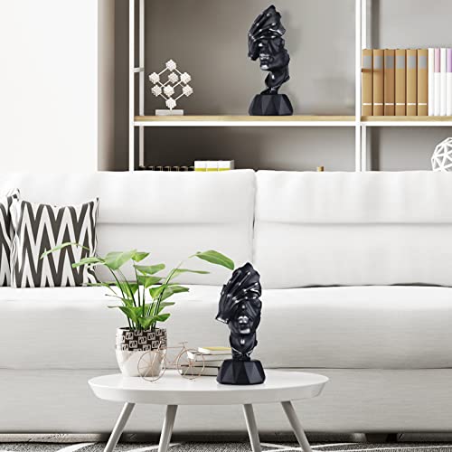 Suruim Creative Abstract Men Mask Statue, Thinker Resin Statue, Do Not Listen Do Not Look Abstract Art Statue, Resin Sculpture Ornament Table Decor (Black-2) #TOP1