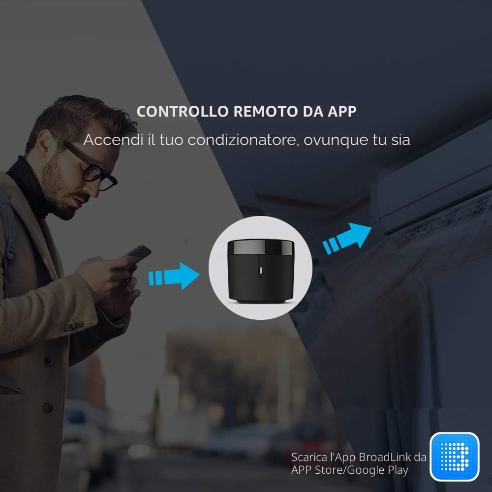 Broadlink - RM4 Mini - Telecomando universale IR audio/video, hub remoto WiFi per la casa intelligente, compatibile con Alexa (RM4 mini)