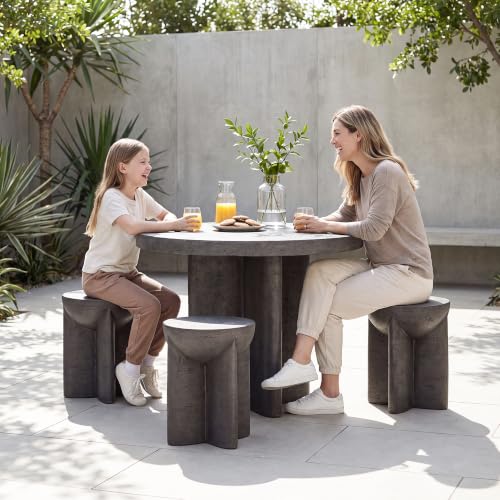 Image of COSIEST Outdoor Patio Side Table, Lightweight MgO Concrete Accent Table