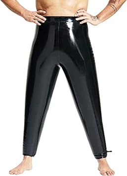 Black Inflatable Sexy Latex Legging with Nozzles at Bottom Rubber Pants Trousers,Black,4X-Large