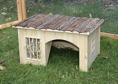 Maison pour lapins Kerbl en bois de haute qualité avec mangeoire intégrée
