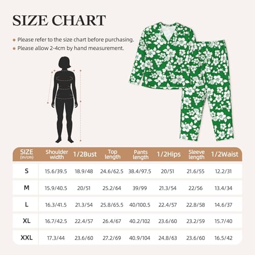 Pyjama floral hawaïen pour femme avec ensemble à manches longues et pantalon à taille élastique