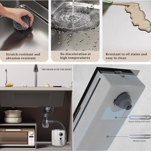 Fregadero de cocina individual de 80 cm para islas modernas 7