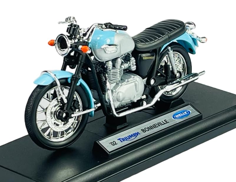 Welly Triumph Bonneville 2002 Blue 1:18 1/18 Metal Model Motorcycle Die Cast New in Box
