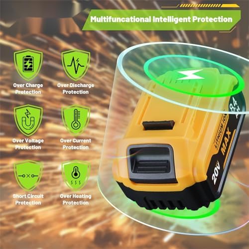 2 Pack 20V Battery Replace for Dewalt 20V Max Battery DCB206 DCB204 DCB203 DCB201, Compatible with Dewalt DCD/DCF/DCG Series Cordless Power Tools - 4