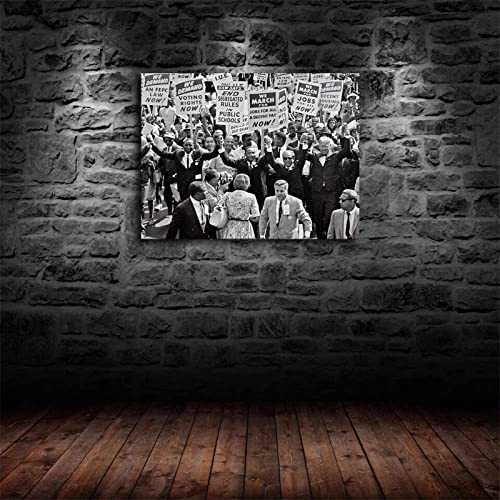 African American Martin Luther King Black Civil Rights History March Poster Decorative Painting Background Wall Hd Picture Modern Mural Bedroom Office Living Room Canvas Wall Art (Unframed,08×12Inch) #TOP3