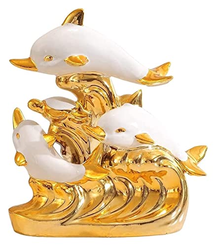 Cadeau bureau art figurine familiale en céramique brillante argentée