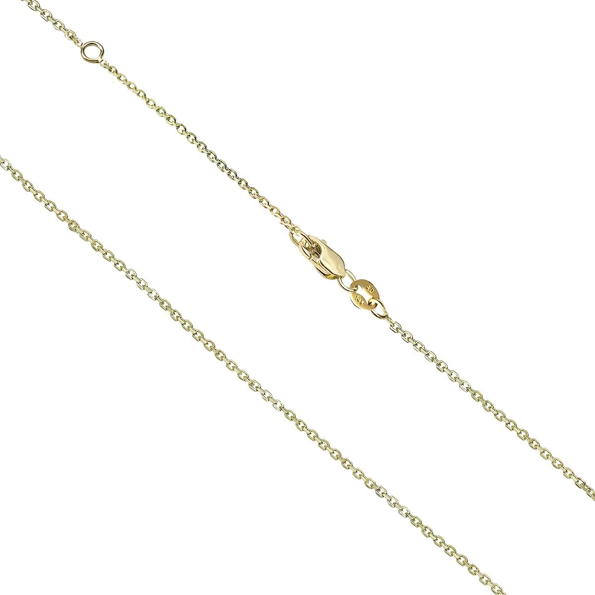 Honolulu Jewelry Company 14K Solid Gold 1.2mm Adjustable Cable Chain Necklace - Clasp stays in back with Pendant Saddle (TM)