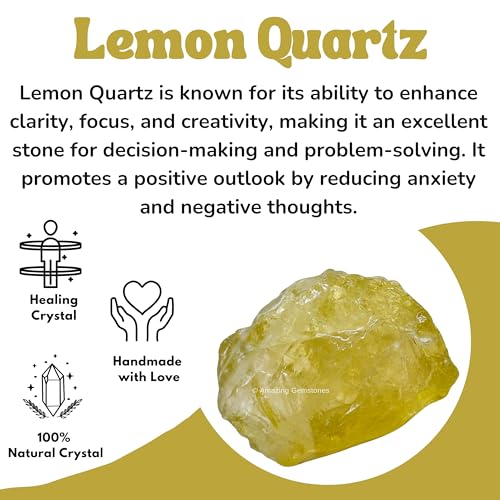 Image of Amazing Gemstone 2 Pieces Lemon Quartz Raw Crystals and Healing Stones, Natural Rocks for Tumbling and DIY Raw Stones and Crystals