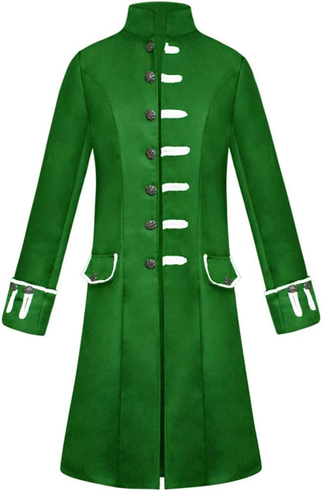 Chaqueta Larga Steampunk Vintage para Hombre, levita gótica, Uniforme de Manga Larga, Color sólido, Disfraz de Cosplay para Fiesta de Halloween, Uniforme de Carnaval, Disfraz