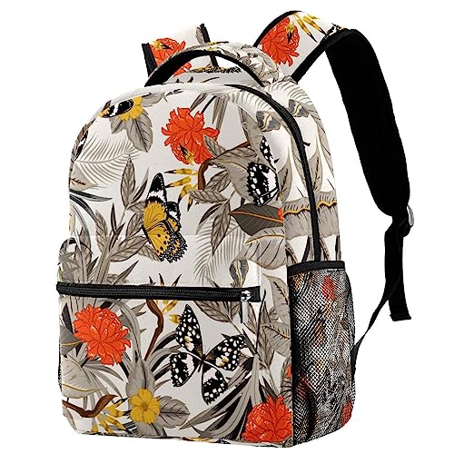 Sac à dos rétro motif fleurs exotiques pour les cours et escapades