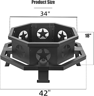 42 inch Fire Pit for Outside, Heavy Duty Wood Burning Fire Pits with Fire Poker, Outdoor Octagonal Firepit for Camping, Yard, Patio