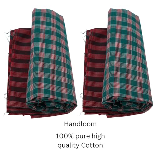 Image of Cotton Bath Towel | Soft, Thin & Lightweight Premium Handloom Gamcha | Quick-Dry, Highly Absorbent | Large Size 180 x 90 cm (72 x 36 Inches) | Color : Green | 2 Pieces |