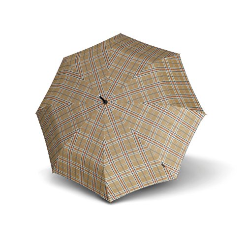 Preisvergleich Produktbild Knirps T.703 Stockschirm Automatic Check Beige - Leichtester Langschirm mit Automatikfunktion - Schutz für 2 Personen - 100% Polyester - Windkanal getestet - zuverlässig, kompakt&komfortabel