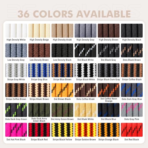 Image of Stepace 2 Pairs Round Heavy Duty Boot Laces for Hiking and Work Boots