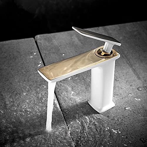 Robinet de lavabo de salle de bain mélangeur eau chaude et froide or noir