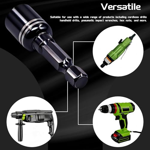 Image of RUIAN 12 Pcs Power Nut Driver Set, 5 /16 Inch (8mm) Magnetic Nutsetter, 1 /4 Inch Hex Shank Impact Ready Drill Bit Holder for Impact Drill & Electric Drill, Nut Driver Tool Set for Men