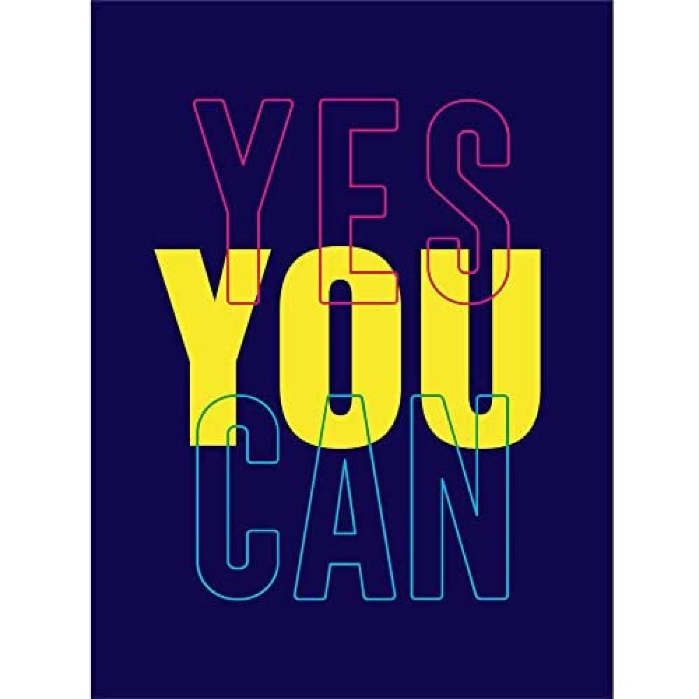 Wee Blue Coo Positivity Yes You Can Typography Wall Art Print