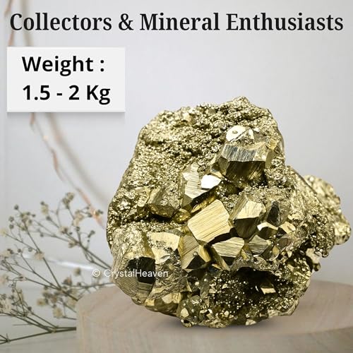 Image of Pyrite Stone Original Cluster Samples - High Energy Natural Iron Pyrite Stone Gold Rock Reiki Crystal Used for Increased Willpower and Manifestation (1.5 to 2 KG Pyrite)