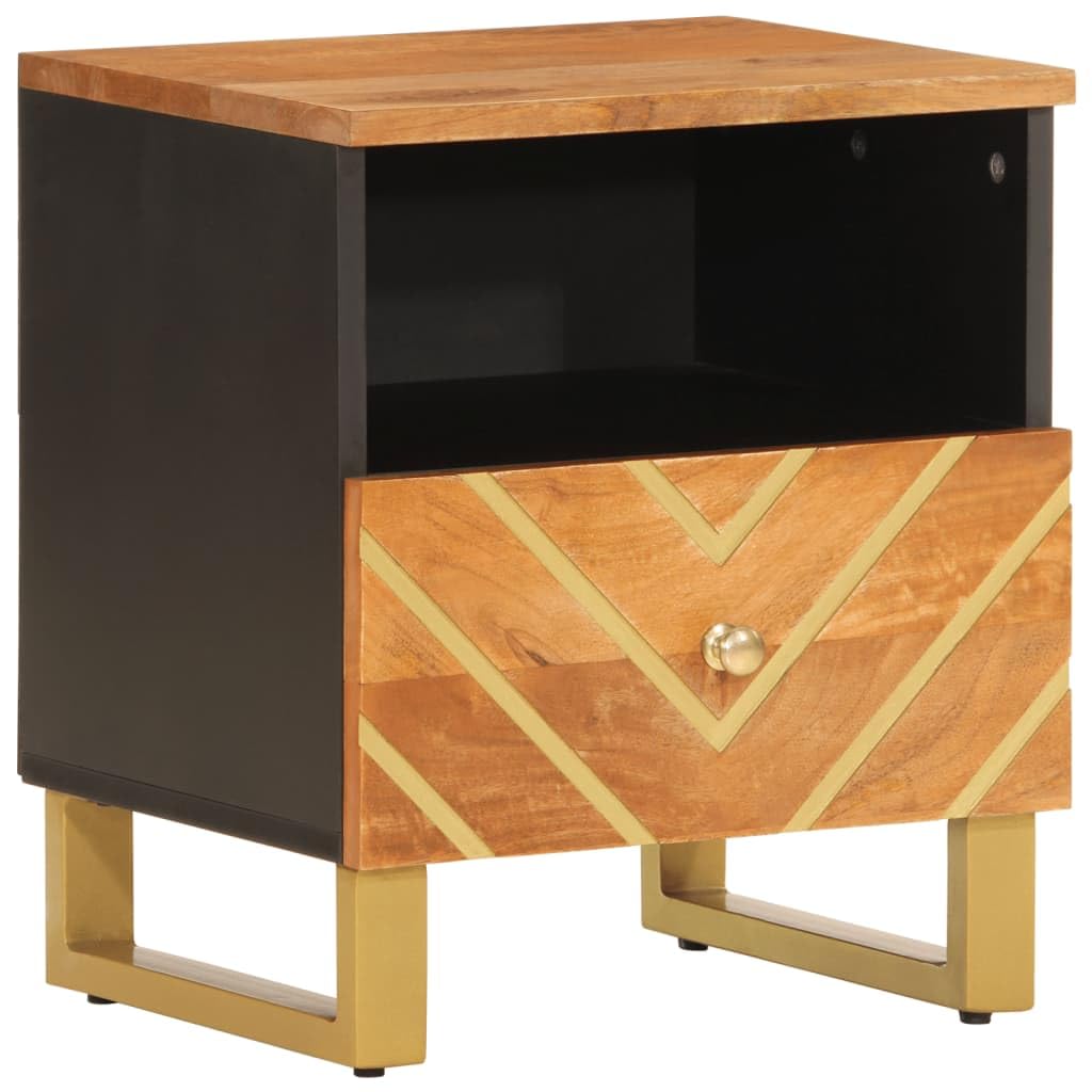 Table de Chevet en Bois Petit Meuble de Rangement Chambre et Salon Marron Noir