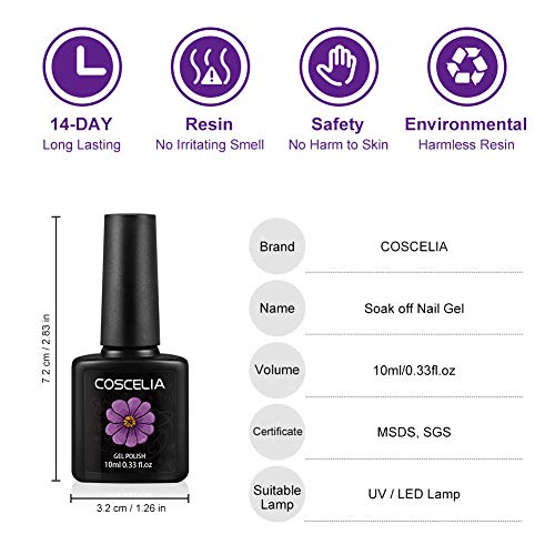 COSCELIA Gel Nail Polish Kit with UV Light Starter Kit - 6 Colors Glitter Gel 24W Nail Lamp Nail Polish Remover Wrap Manicure Tools