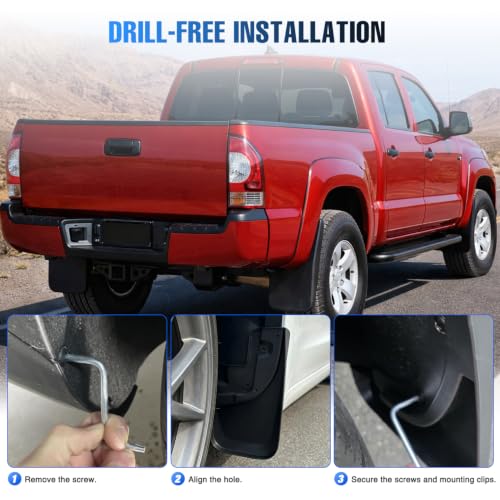 Image of Nilight Mud Flaps Splash Guards for Toyota Tacoma 2005-2015 | No Drilling Precision Fit, Heavy Duty All Weather Protection, Front & Rear Set
