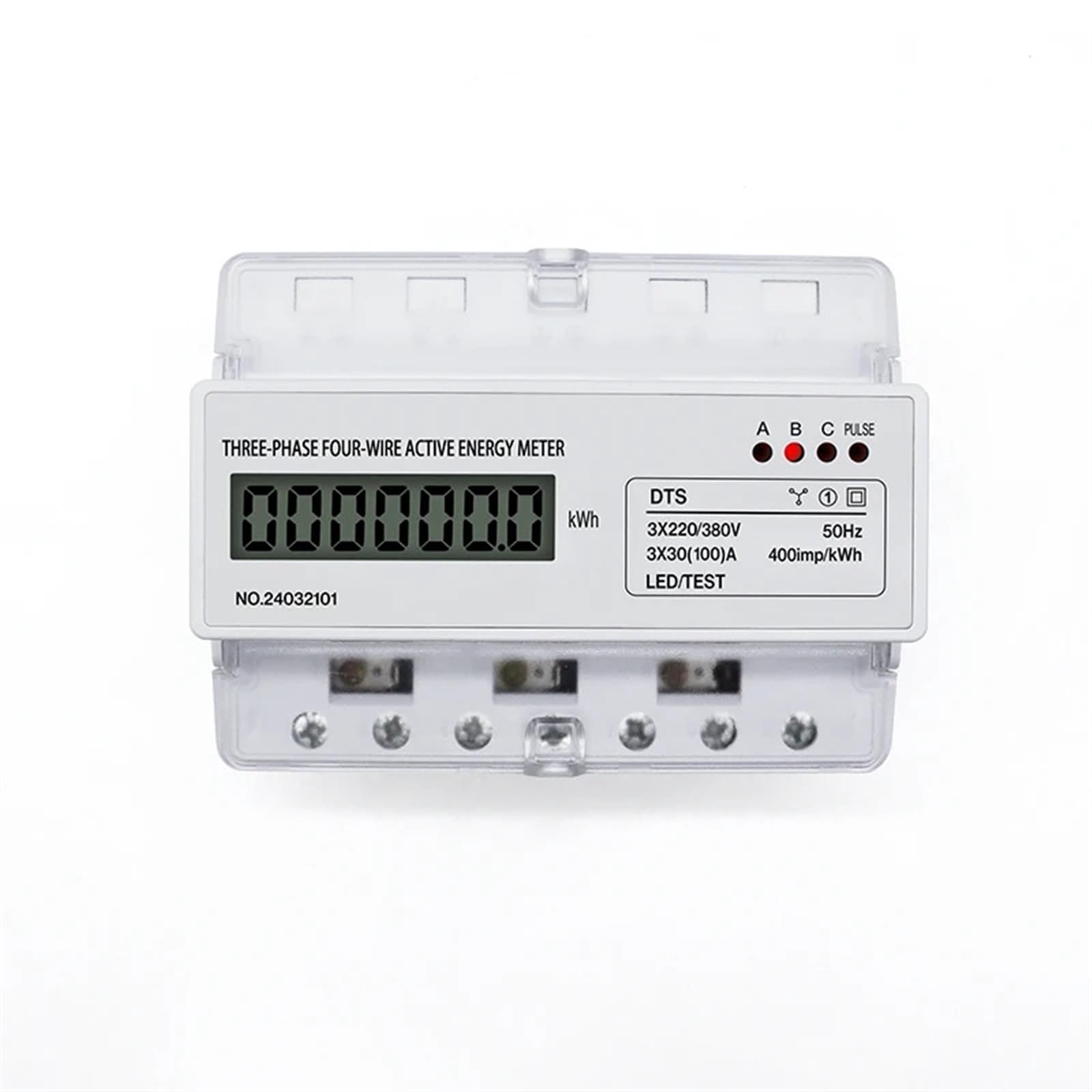 Medidor de energía trifásico de cuatro cables, 380 V, LCD, medidor electrónico de potencia, vatímetro, KWh, 100 A, CA, LCD, 7 P, 50 Hz, 3 P, 4 W, DTS017, 1 unidad