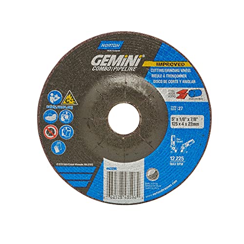 5 x 1/8 x 7/8 TY 27 Gemini All wheels are fully speed tested and comply with ANSI standardsBlend of hardness and bond to provide the best mix of cut rate and lifeConsistent performance and low initial