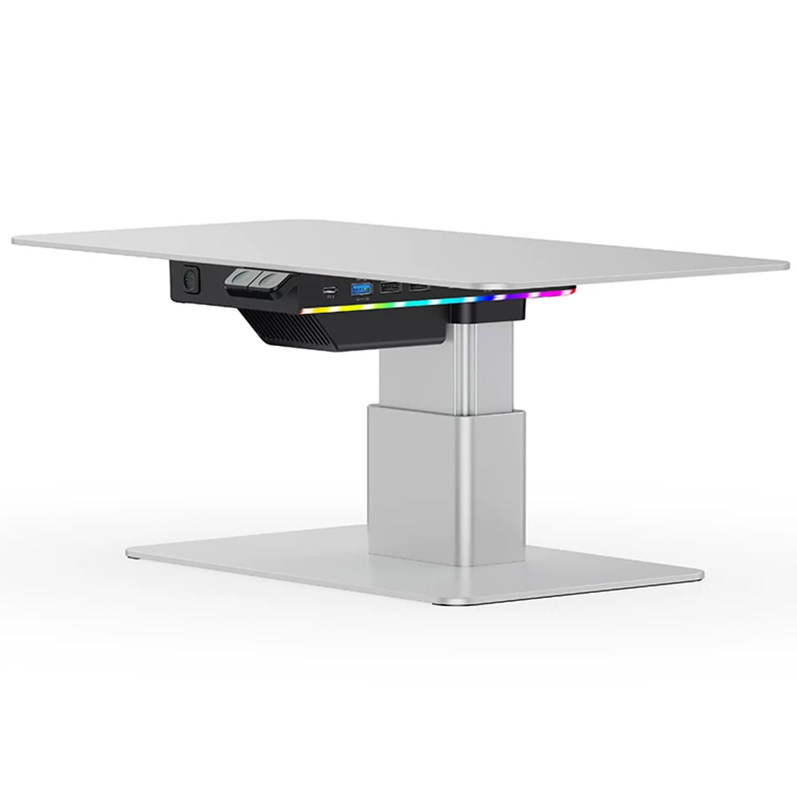 Soporte Elevador para Monitor para Escritorio, Soporte Eléctrico De Aluminio para Computadora, Altura Ajustable, con Concentrador USB 3.0, Carga Rápida PD De 18w, Soporta 44lbs Silver