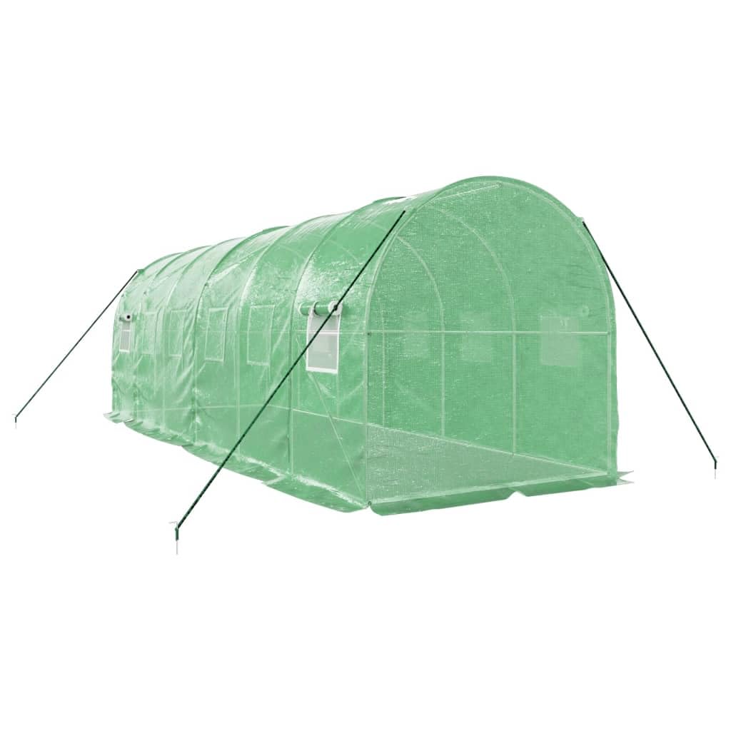 Szklarnia ze stalową ramą, zielona, tunel foliowy 12 m², 6 x 2 x 2 m, PE 140 g m², 4 okna z siatki, zwijane drzwi z zamkiem błyskawicznym do domku na pomidory, do uprawy pomidorów