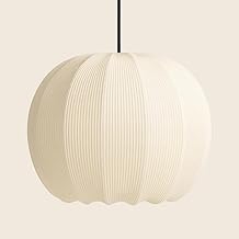 Indoor Lamp Shade Ribbed Stretch Cotton Fabric Hanging Ceiling Floor Table Lamp (Cream Round)