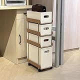 QYEURFOF Nachttisch, Beistelltische, Telefontische, Nachttische, Mehrzweckwagen, schmaler Beistelltisch, Schubladenwagen, Postwagen for Zuhause, Wohnzimmer, Sofa, Schlafsaal(17.5x32.5x69.5cm)