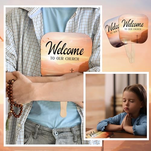 Image of Yousoontic 25 Pcs Christian Church Fans Handheld Bulk Visitors Welcome to Church Paper Fans Religious Bible Verse Gifts Christian Party Favors Religious Decorations for Sunday School Women Men