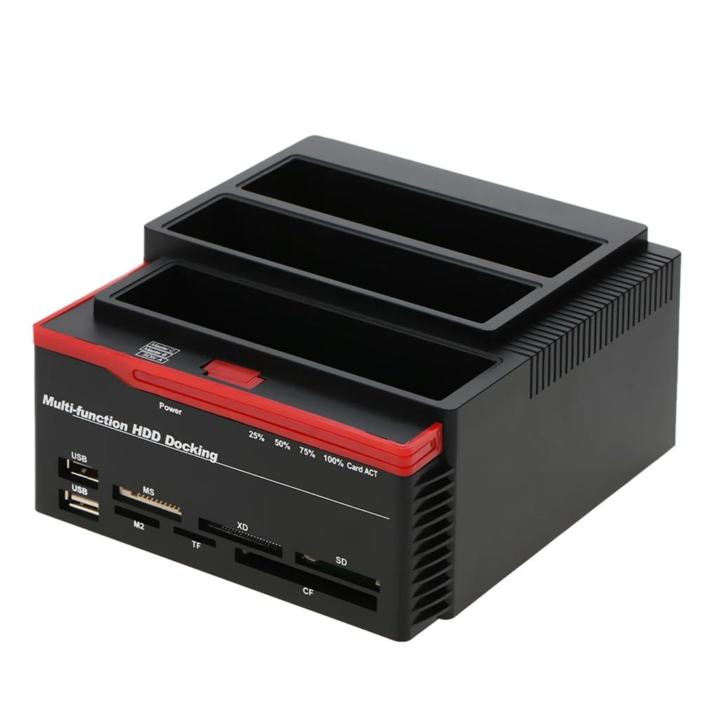 1 Pièce Station d'accueil pour Disque Dur à Double Baie Multifonctionnelle Tout en 1 pour Disque Dur IDE et de 2,5/3,5 Pouces en Plastique Noir avec Base USB 3.0, Prise Européenne