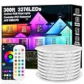 LED Rope Lights Outdoor Waterproof, 300ft RGB LED Strip Light Waterproof Color Changing APP Remote Control Music Sync,36LED/m Flexible LED Rope Lights for Outside Camper Pool Deck Christmas